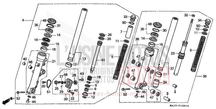 FRONT FORK (ST1100AT/AV/AW) for Pan-European ABS TASMANIA GREEN ME (G142) from 1998